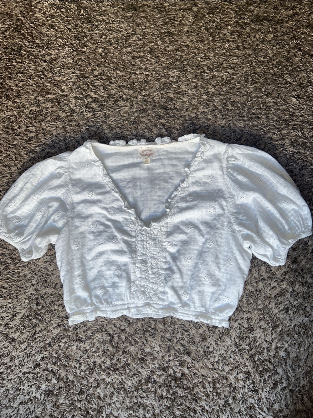 Billabong x Wrangler Boho White Crop Top Eyelet Details - Women’s Medium